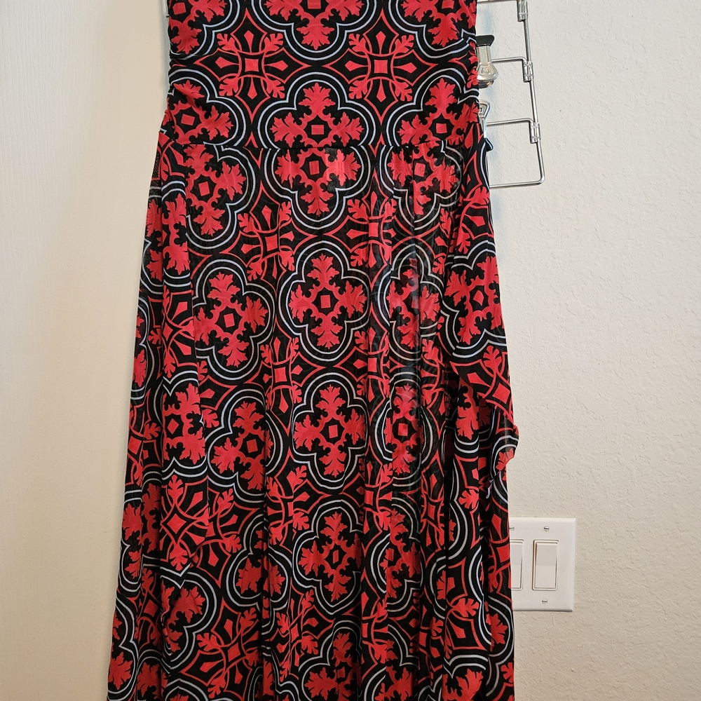 STYLUS Red and Black Floral Maxi Skirt